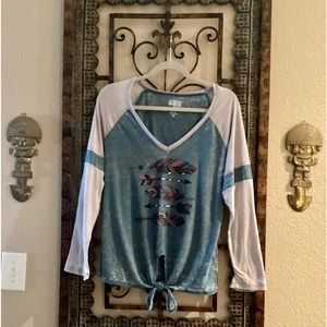 Almost Famous Women’s Sheer Graphic Long Sleeve Top